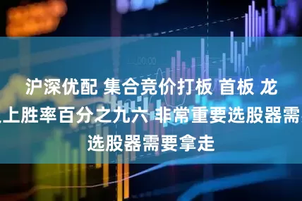 沪深优配 集合竞价打板 首板 龙头历史上胜率百分之九六 非常重要选股器需要拿走
